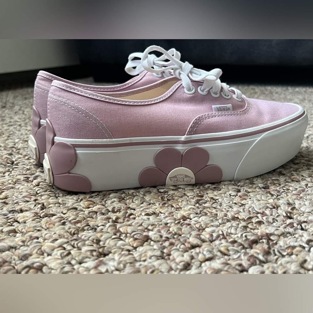 Vans Authentic Stackform sneakers with oversized flowers in lilac
